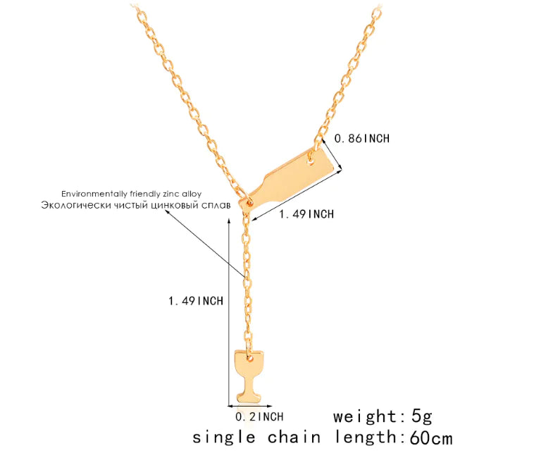 Wine Glass Pendant Necklace, Stylish Wine Bottle Charm