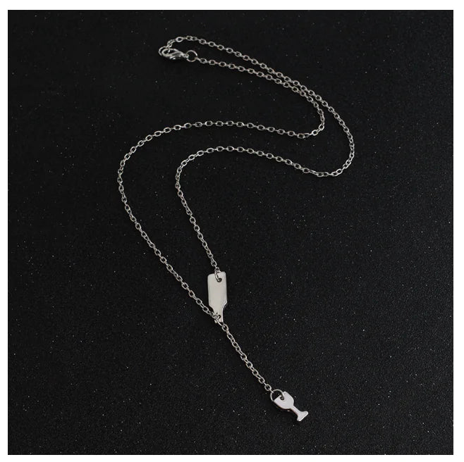Wine Glass Pendant Necklace, Stylish Wine Bottle Charm