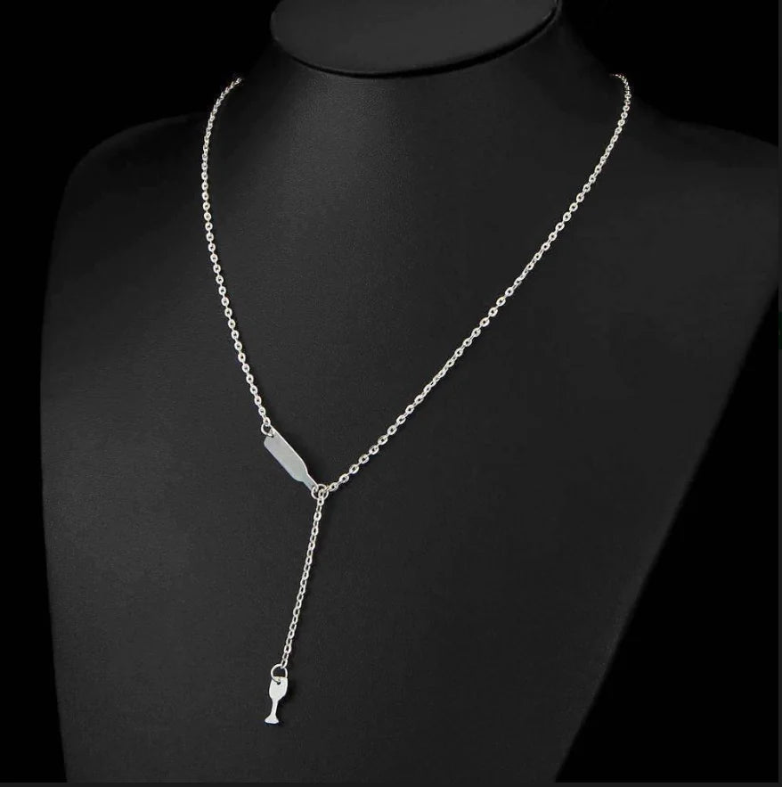 Wine Glass Pendant Necklace, Stylish Wine Bottle Charm