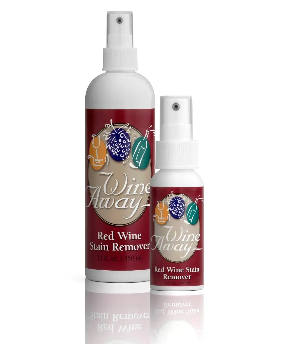 Wine Away Red Wine Stain Remover - Perfect Fabric Upholstery and Carpet Cleaner Spray Solution - Removes Wine Spots - Spray and Wash Laundry to Vanish Stain - Wine Out - 12 and 2 Ounce