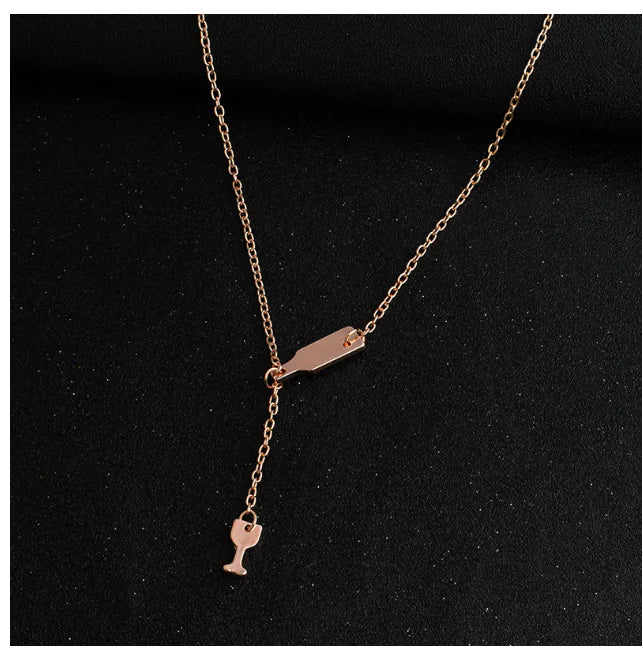 Wine Glass Pendant Necklace, Stylish Wine Bottle Charm